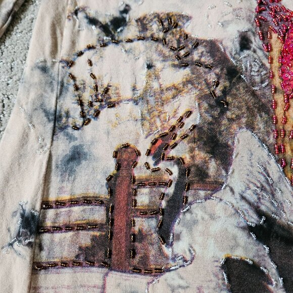 Talk of the Walk Cardigan Womens 1X Beaded Sequin Geisha Girl Tie Dye Duster - Picture 10 of 16